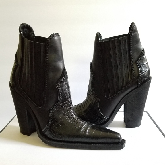 DSQUARED2 Shoes - Dsquared2  Leather Cowboy Black Boots  Size EU 38.5 US 8.5